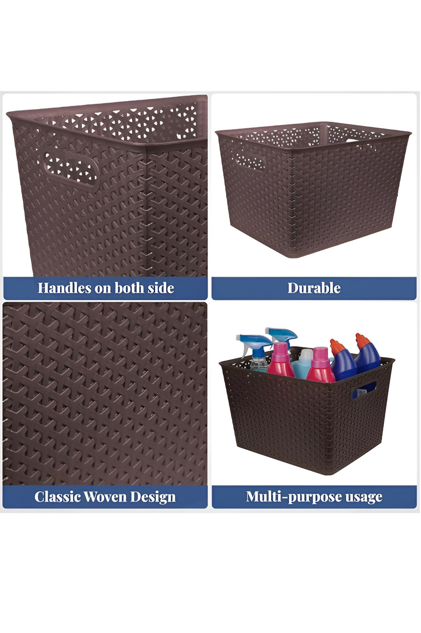 Set Of 3 Plastic Storage Organizers/baskets With Lid