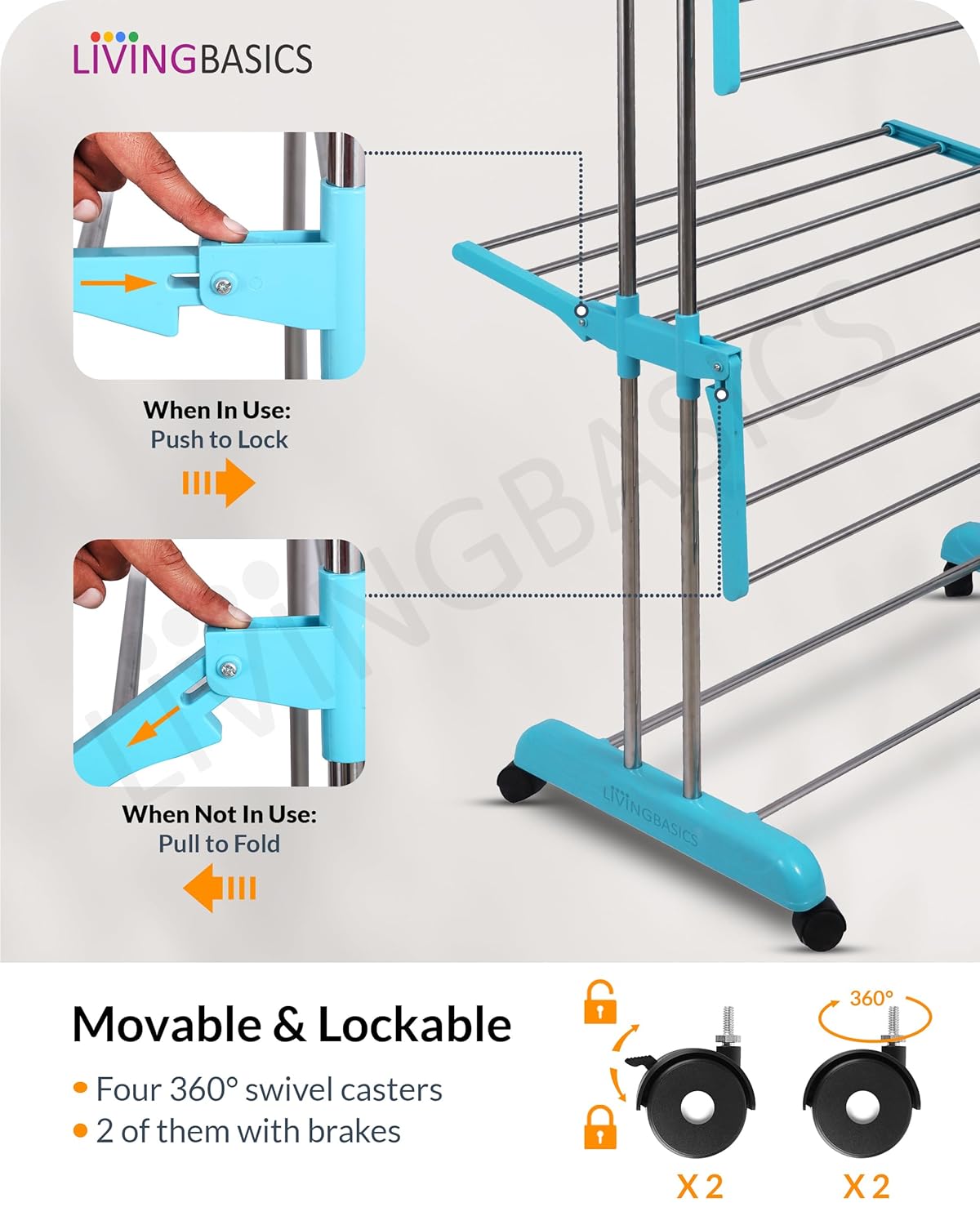 Premium Heavy Duty Stainless Steel Foldable Cloth Drying Stand