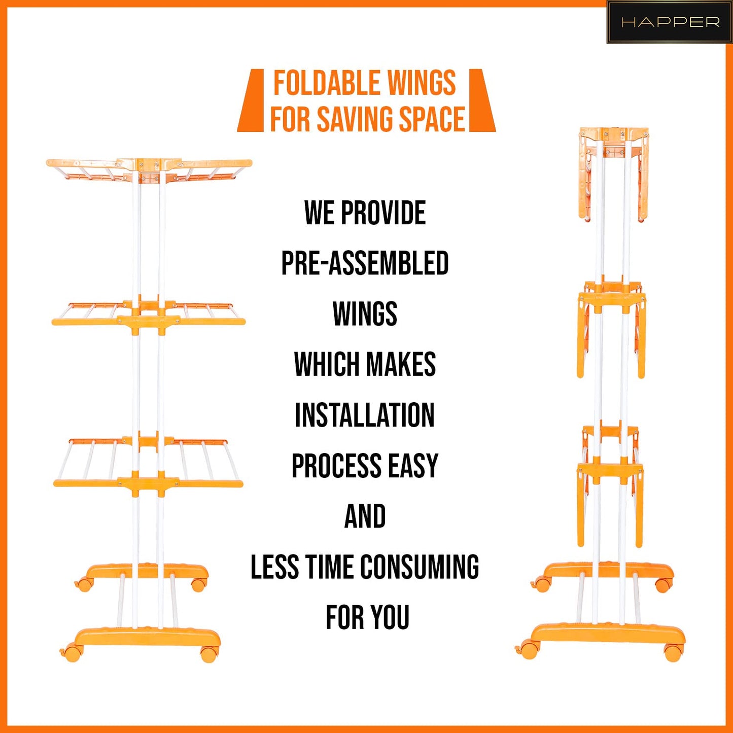 Premium Heavy Duty Stainless Steel Foldable Cloth Drying Stand