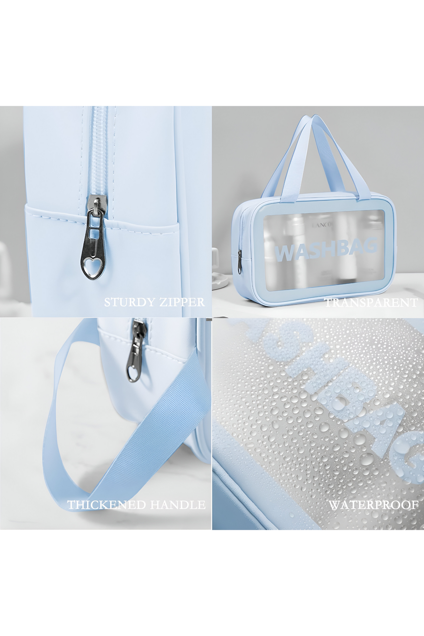 Travel Clear Cosmetic Bag 3 Pcs Wash Bag Set