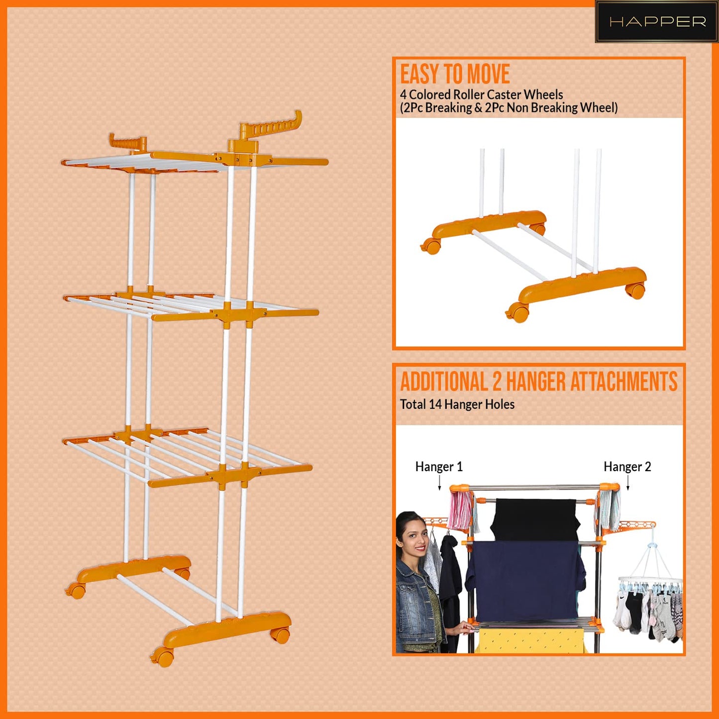 Premium Heavy Duty Stainless Steel Foldable Cloth Drying Stand