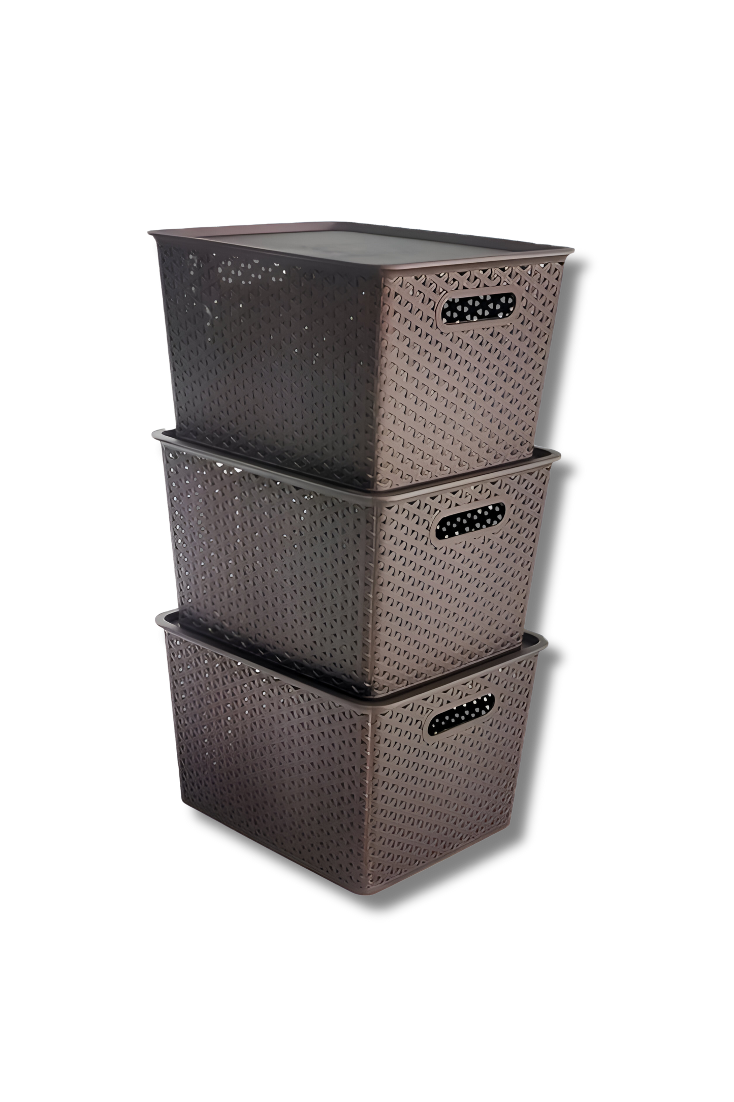 Set Of 3 Plastic Storage Organizers/baskets With Lid